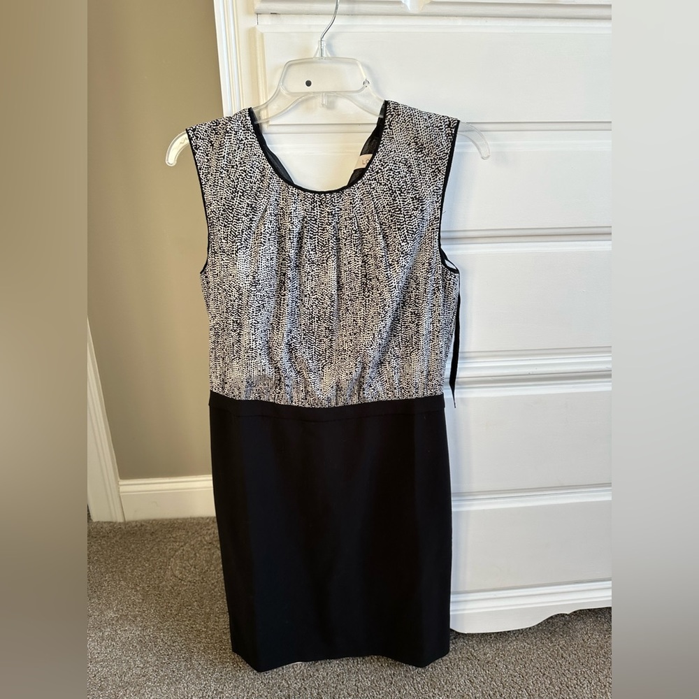 NWT Loft black with white dress, size 8